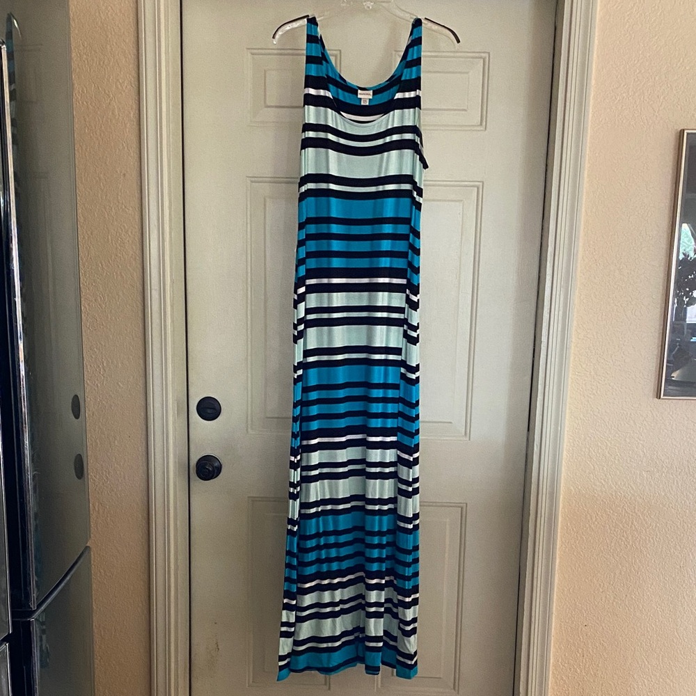 Striped Blue Tank Maxi Dress - Sleeveless Summer Sundress